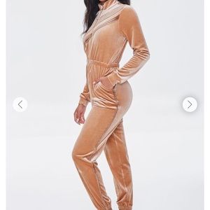Forever 21 Stripped velvet jumpsuit
